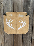 "oh deer" small banner sewn on vintage canvas